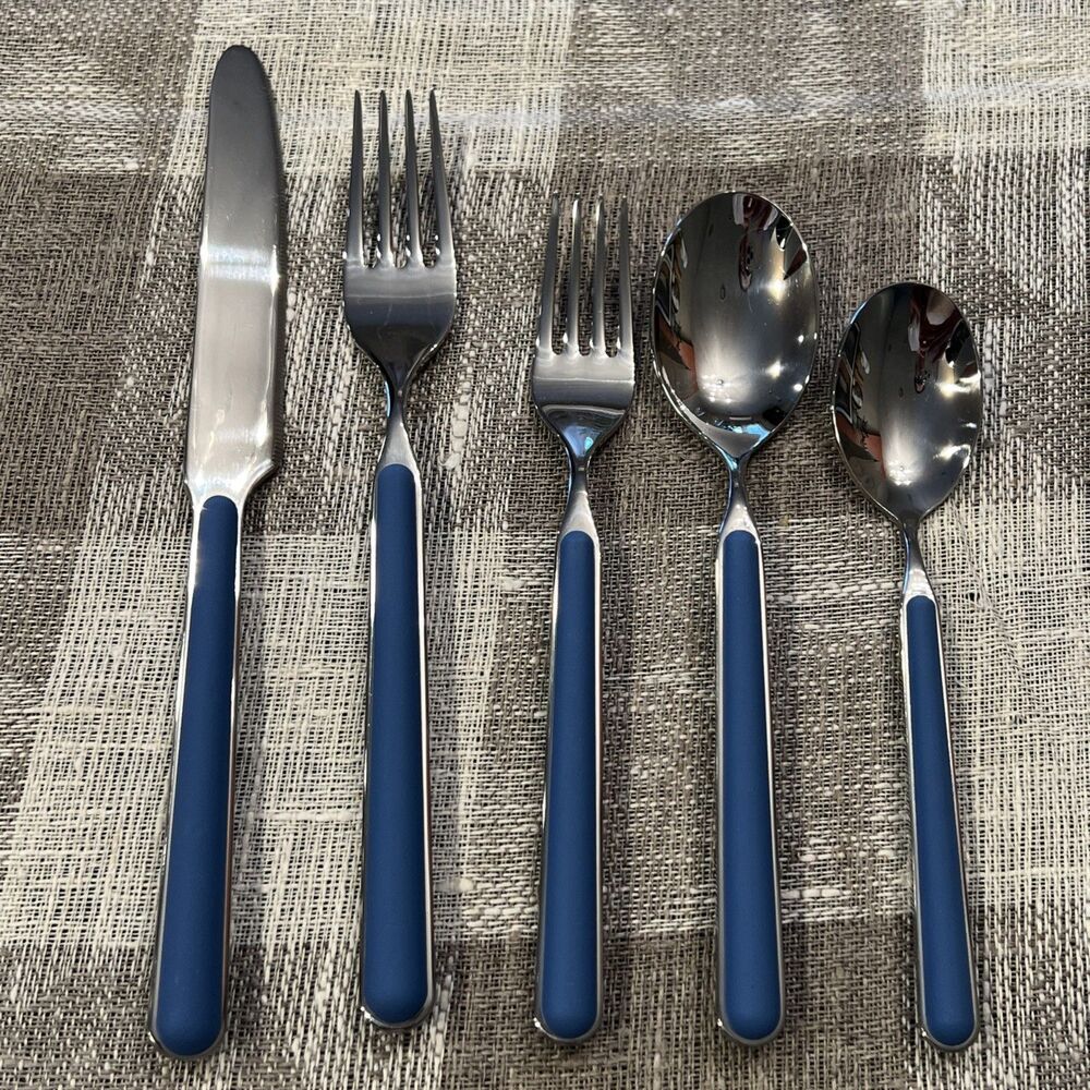 Mepra Italy Fantasia Blue 5-Piece 18/10 Stainless Steel Flatware NWOB